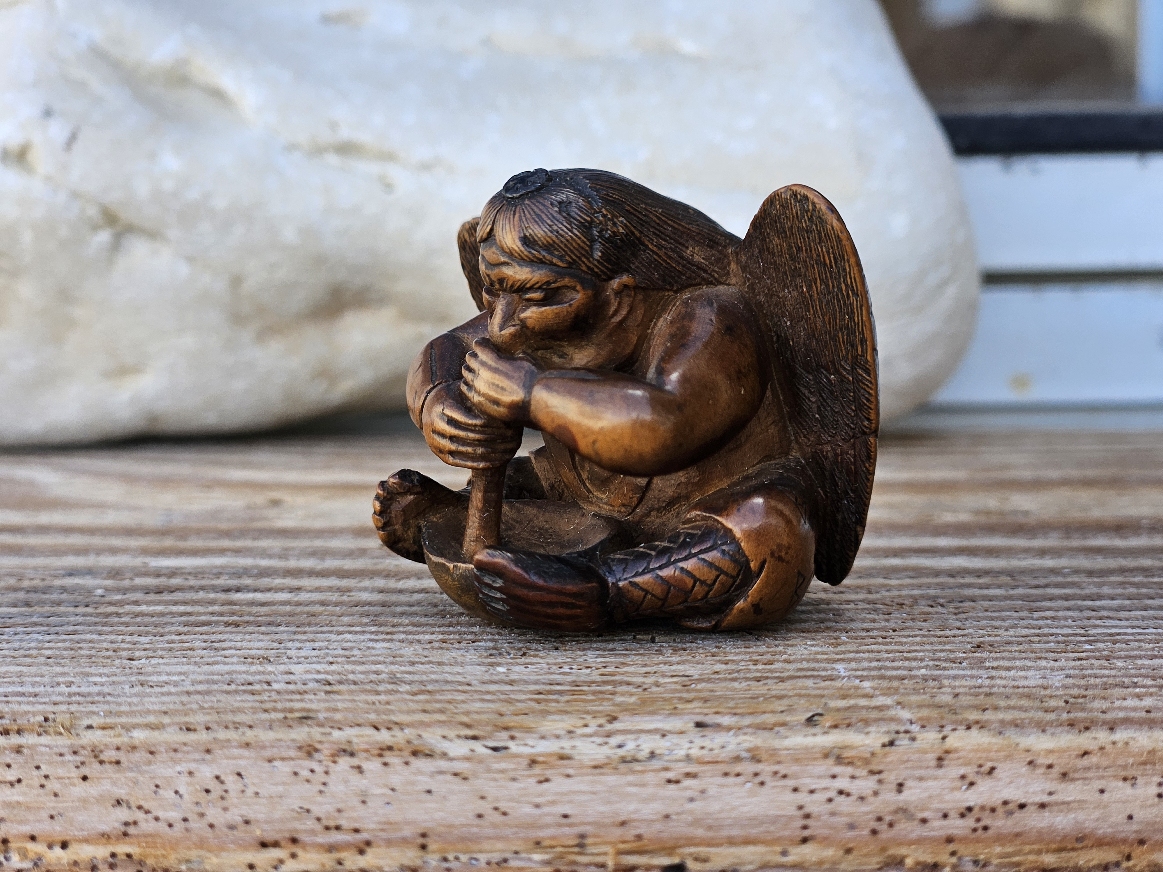 Tengu Grinding Medicine – Netsuke by Masanobu, Ise-Yamada, Edo Period (19th Century) - Image 5