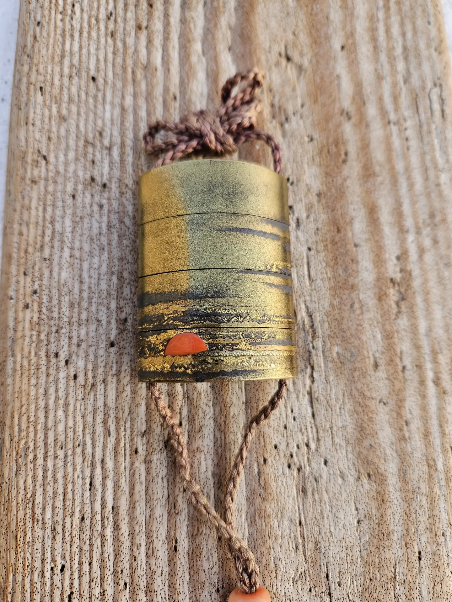 Sunset Over the Sea with Coral Sun Inro